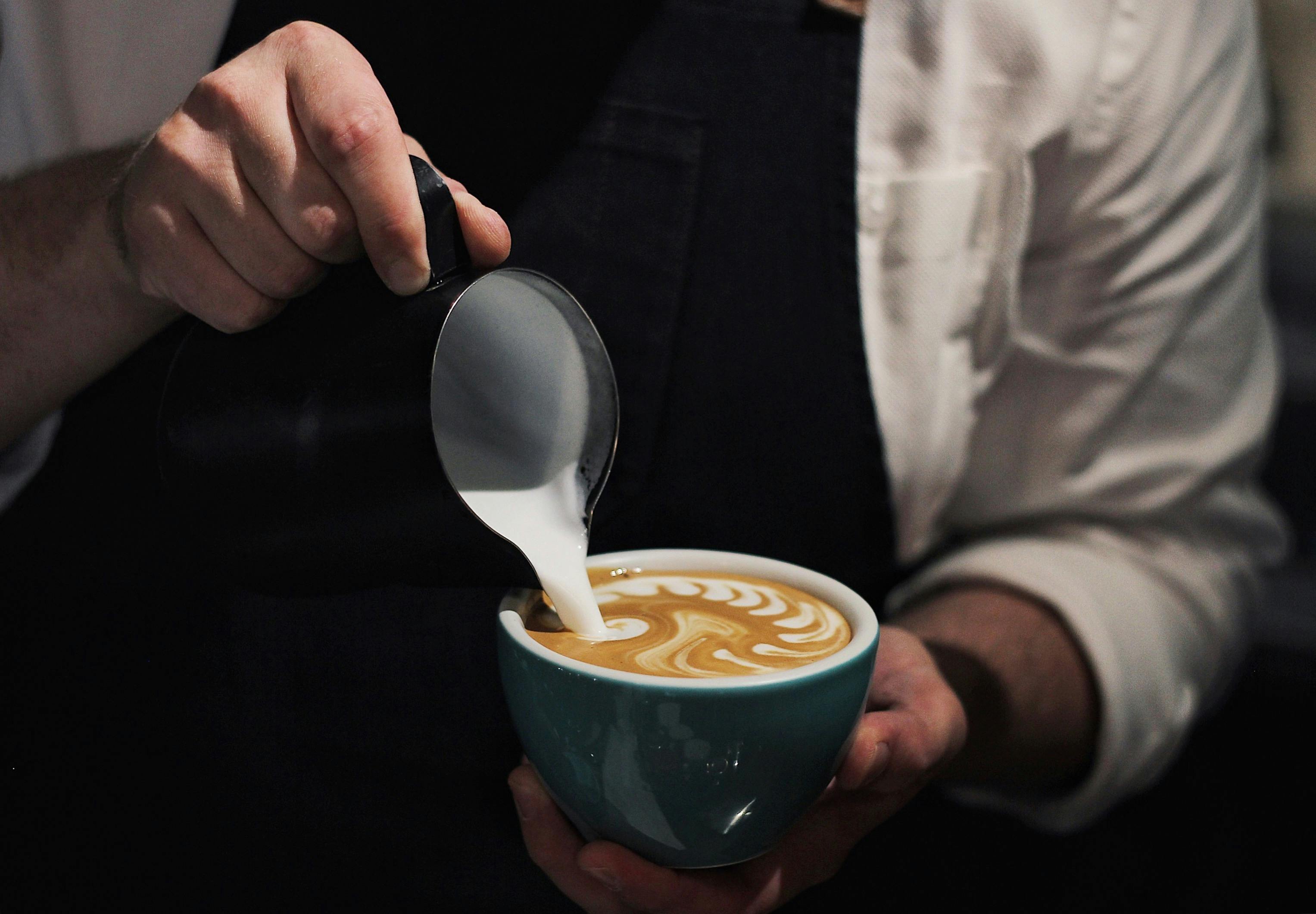 A picture of making latte art
